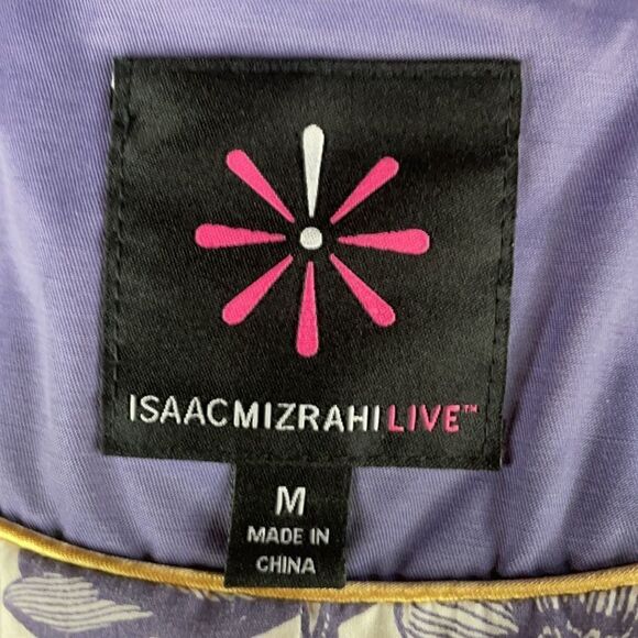 Issac Mizrahi Live Periwinkle Nylon Trench Coat w/Floral Lining (Size: Medium) - Picture 8 of 16